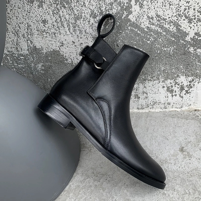 

ASUMER 2020 New genuine leather boots women square low heel simple autumn winter boots ladies short riding ankle boots