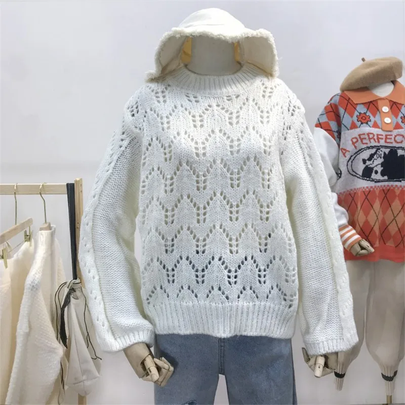2019 новый свитер женский Осень Зима корейский ленивый свободный Ins выдалбливают