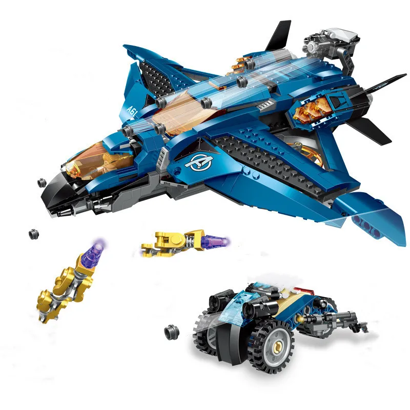 858 шт. Мстители завершающей здание истребителя блоки Супер Герои Тор соколиный