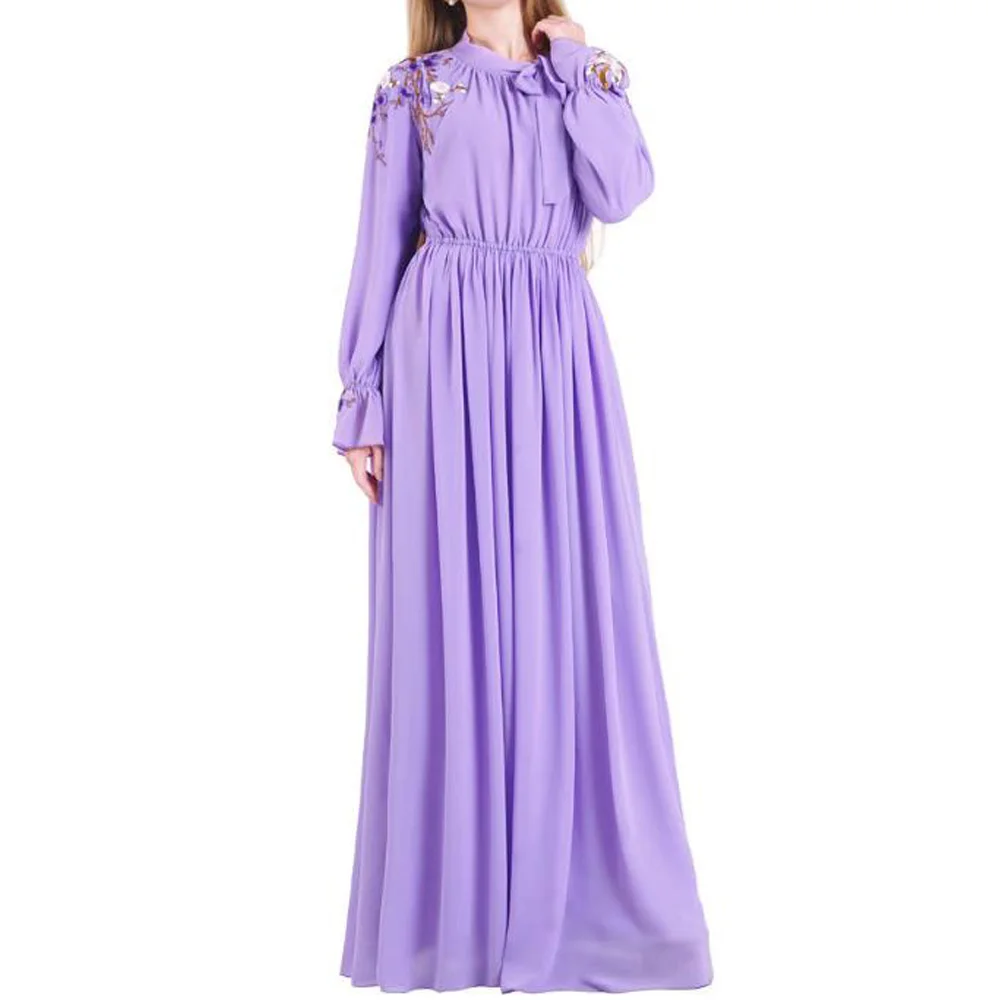 Фиолетовое мусульманское платье для женщин Дубай абайя турецкий стиль Caftan