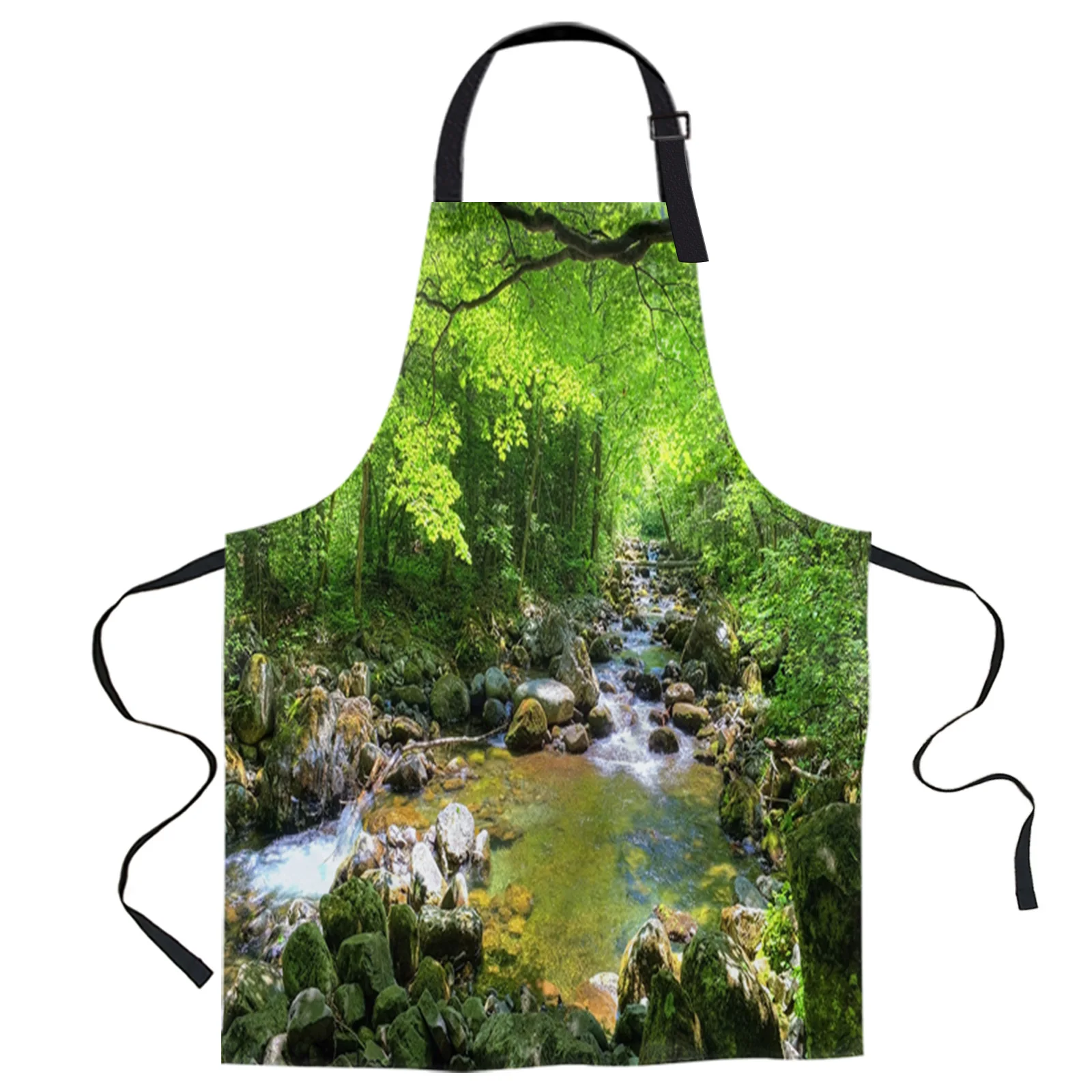 

Фартуки для женщин и мужчин, Детские кухонные принадлежности для выпечки, зеленый лес, река, скалы