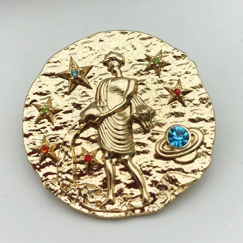 Aquarius F. J4Z хит 12 броши в виде черепа, винтажные Броши из сплава со знаком зодиакса, булавки для костюма для мужчин и женщин, ювелирные изделия для влюбленных, подарки, Прямая поставка - Окраска металла: Aquarius