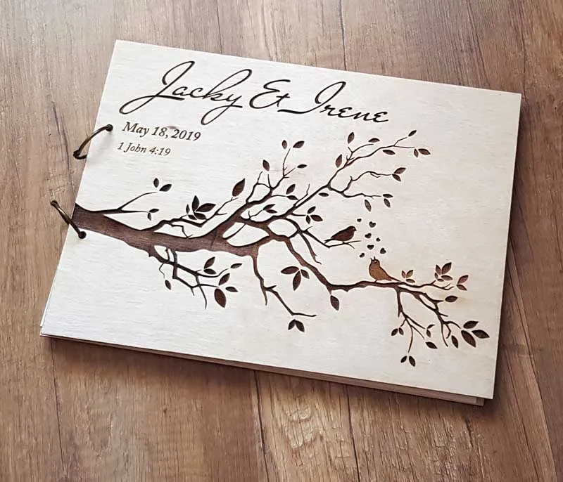 Индивидуальная гравировка деревянная Гостевая книга птица Свадебная