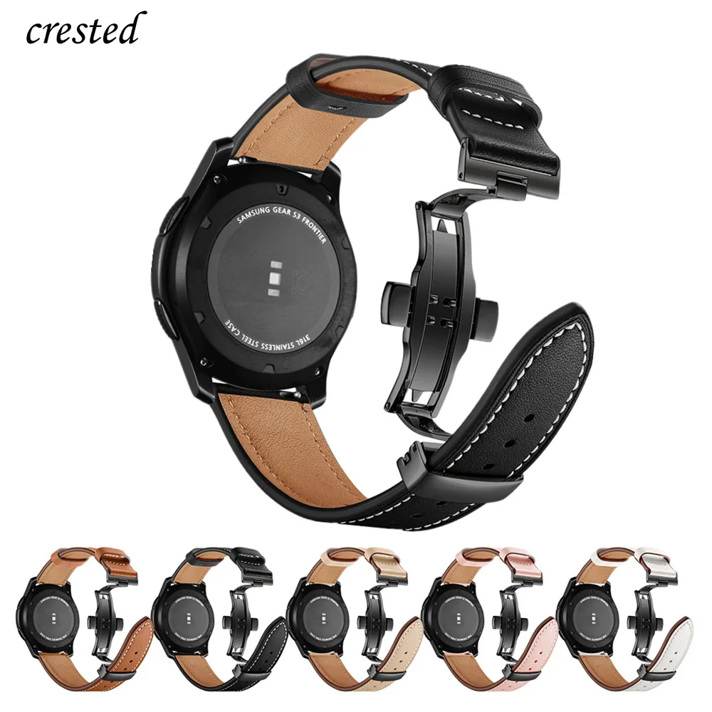 Итальянский кожаный ремешок для samsung galaxy watch 3 45 мм/46 мм Gear s3 frontier Huawei gt 2 2e Pro 46 22