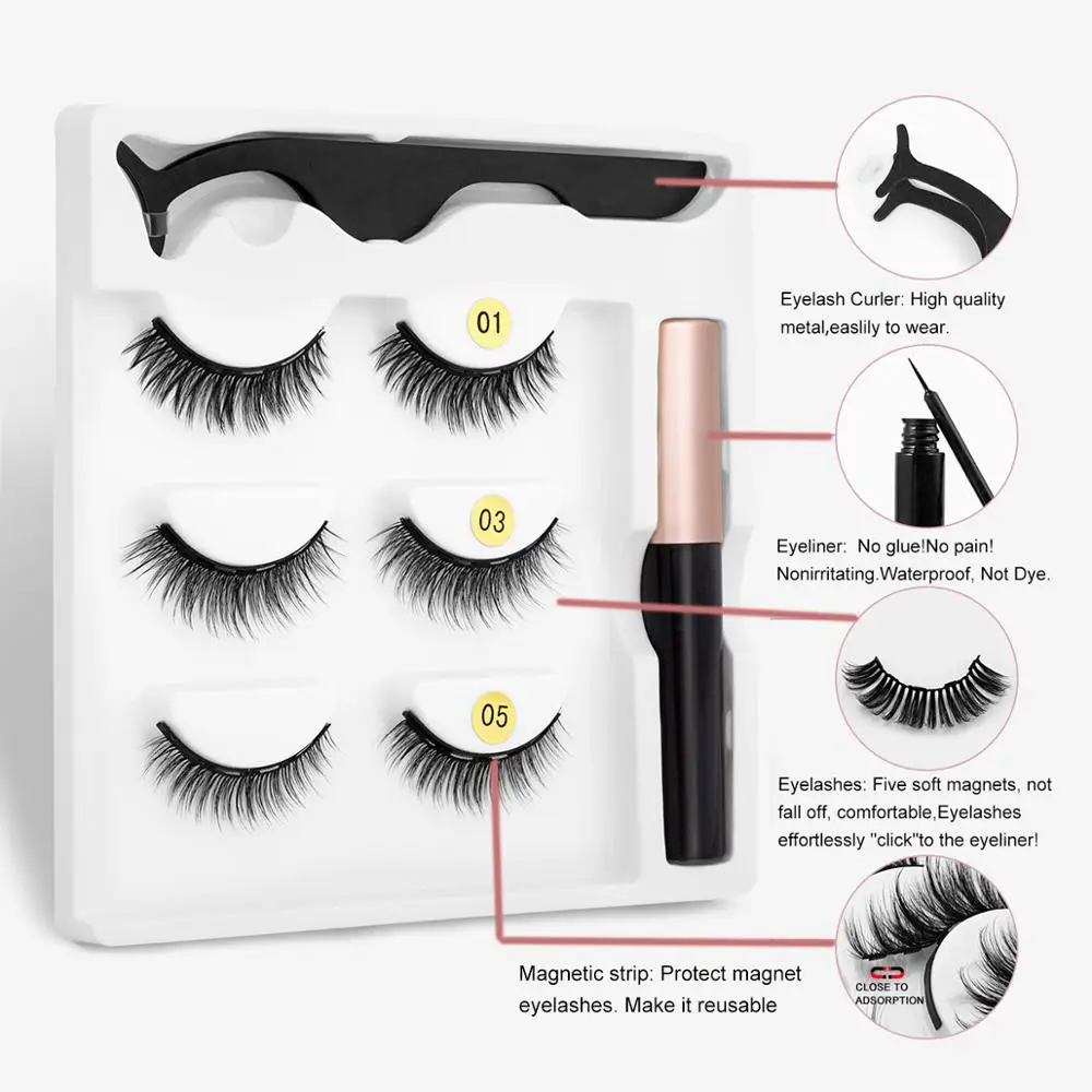 SEXYSHEEP Магнитные ресницы Бигуди Set5 Магнит Натуральные длинные магнитные