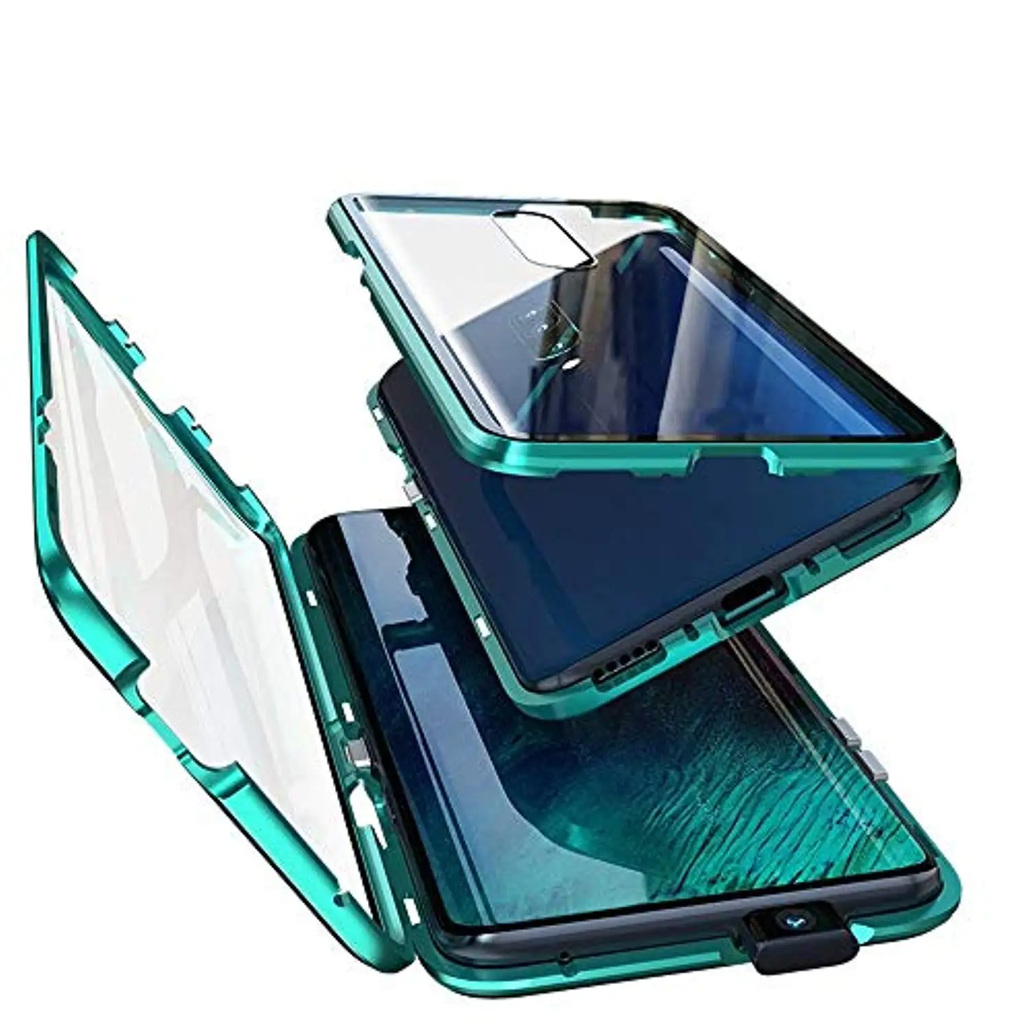 360 полная защита 9H стекло Магнитная Адсорбция металлический алюминиевый бампер