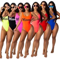 sexy one piece swimsuit solid letter miami swimwear women backless brazilian monokini bathing suit xs 5xl beachwear swimsuits
