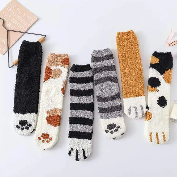 

Winter Cat Claws Cute Thick Warm Sleep Floor Socks Plush Coral Dropshipping Wholesale