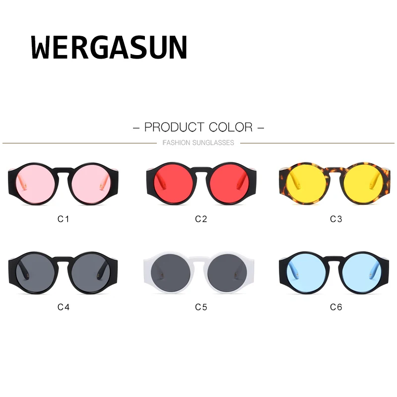 

WERGASUN Round Sunglasses Women Retro Vintage Sun glasses for Women Brand Designer Sunglasses Female Oculos Gafas De Sol