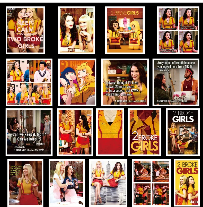 50pcs 2 Broke Girls Stickers Pack Fans Anime Vintage Paster Scrapbooking Diy Phone Laptop Collections Home Decorations Decals | Игрушки и