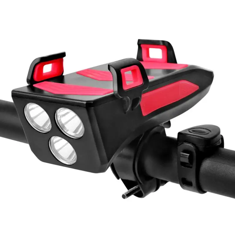 

4 In 1 Bicycle Light LED Bike Front Light USB Rechargeable Power Banks Cycling Phone Stand Horn Multifunction MTB Flashlight