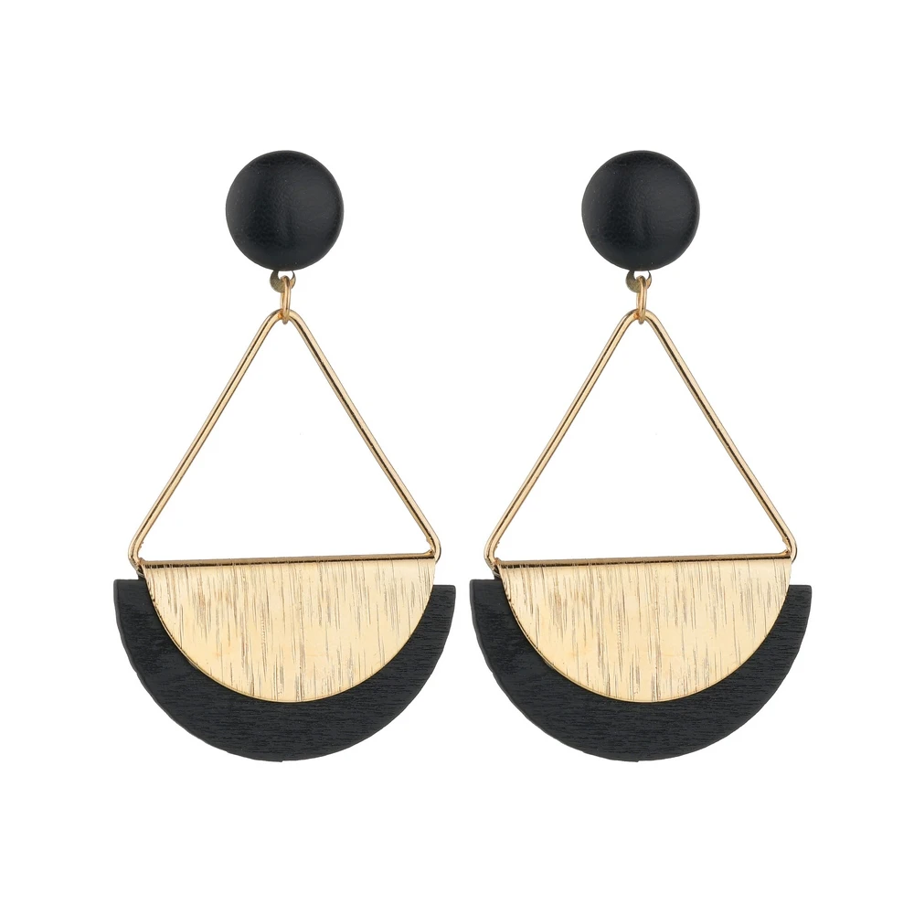 MissCyCy 2019 Корея горячая Распродажа серьги полукруглый деревянная серьга