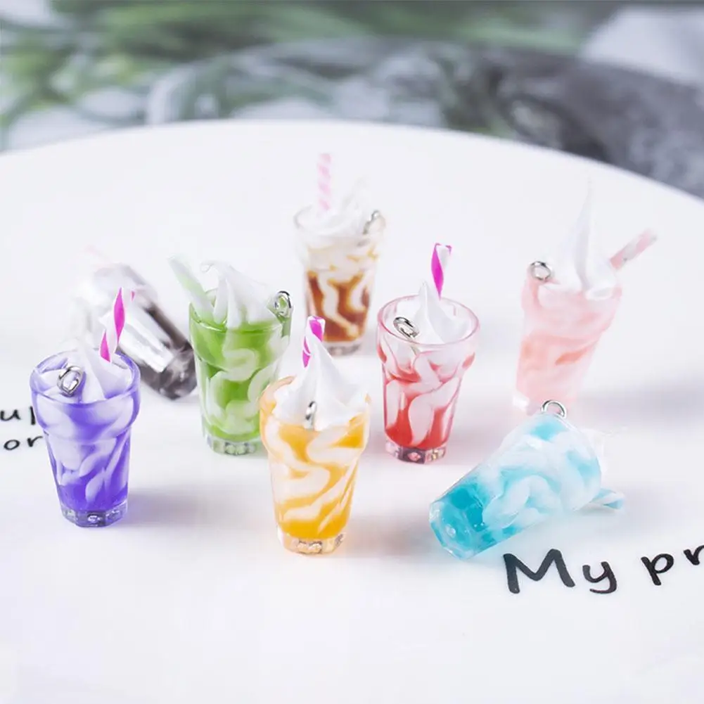 

Dollhouse Mini Simulation Ice Cream Milk Tea Drink Cup DIY Earring Pendant Keychain Bag Decoration Pendant Playhouse Toy