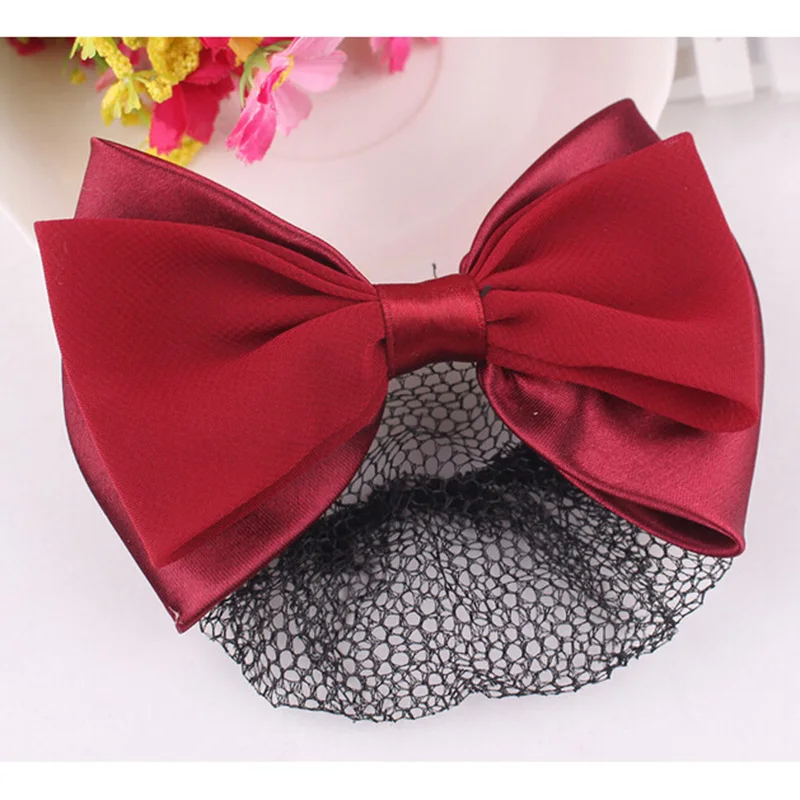 

1Pcs Bow Barrette Hair Clip Popular Women Cover Bowknot Net Bun Snood Hairpin Sweet Headband Hair Bow Accessories 3 Colors