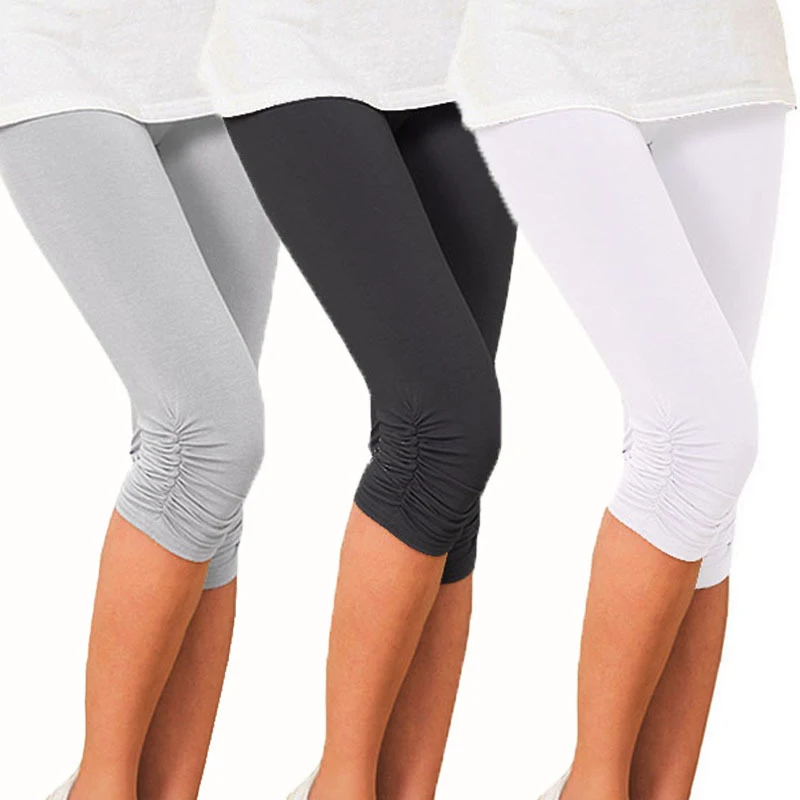 

Thin Lace Short Leggings Summer Jeggings Women Pants Cropped Capris Skinny Legging Black White Push Up Trousers Elastic