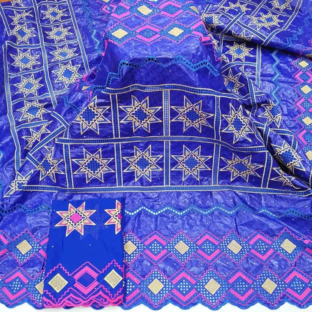 

Elegant Purple Wedding/Party African Cotton Bazin Lace Fabric With 2Y Cotton Swiss Voile Lace Cloth For Dress Set YBC1