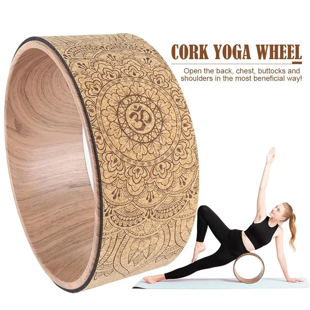 

Mandala Yoga Wheel Natural Cork Massage Wheel Back Bend Pilates Yoga Circle Foam Roller For Stretching Increasing Flexibility