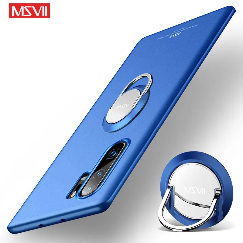 Blue with ring Чехол для samsung Galaxy Note 10 Plus/Pro, чехол MSVII, кольцевая крышка для samsung Note 10, чехол, тонкая жесткая задняя крышка для Galaxy Note 10 - Цвет: Blue with ring