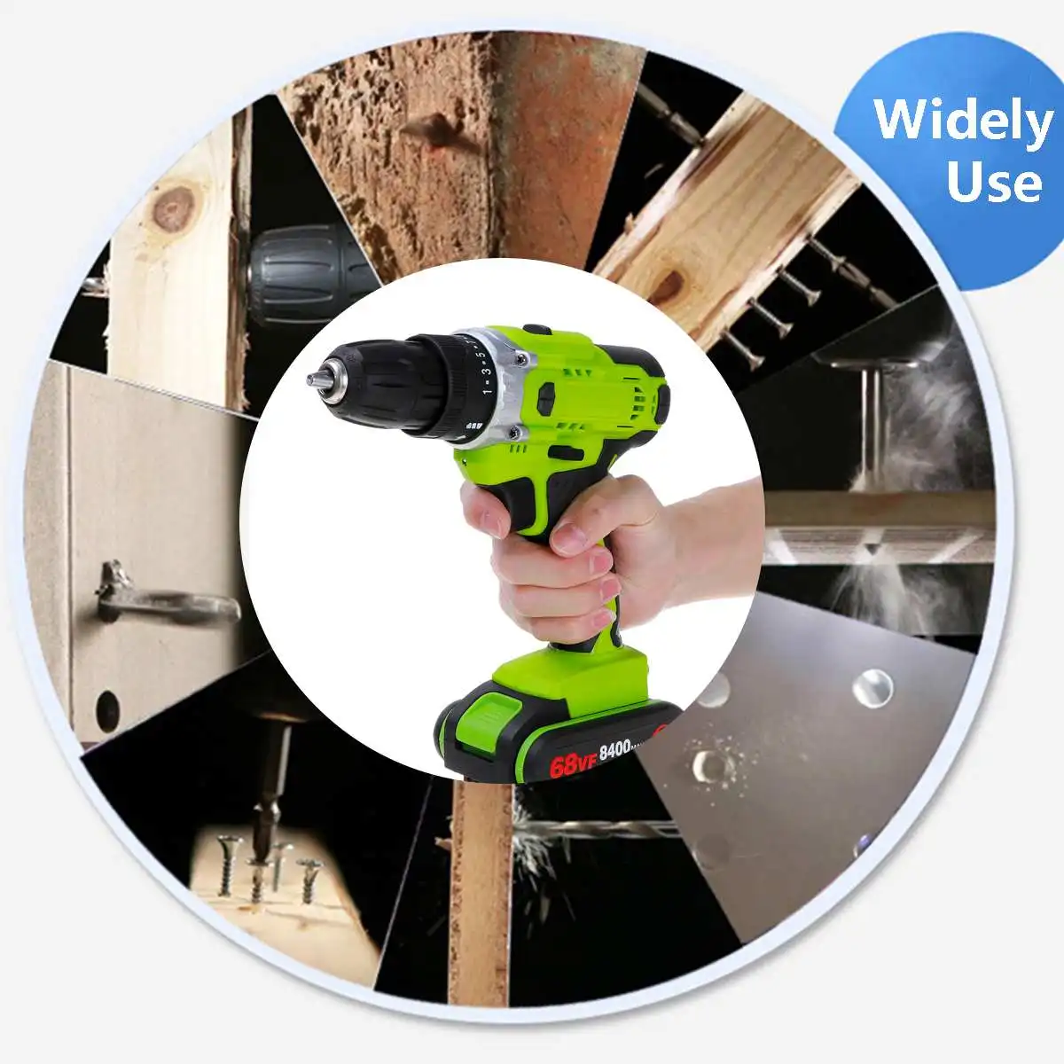 

68VF 18V Electric Cordless Drill Electric Screwdriver Power tool Mini Wireless Power Driver With DC8400mAh Lithium-Ion 2 Battery