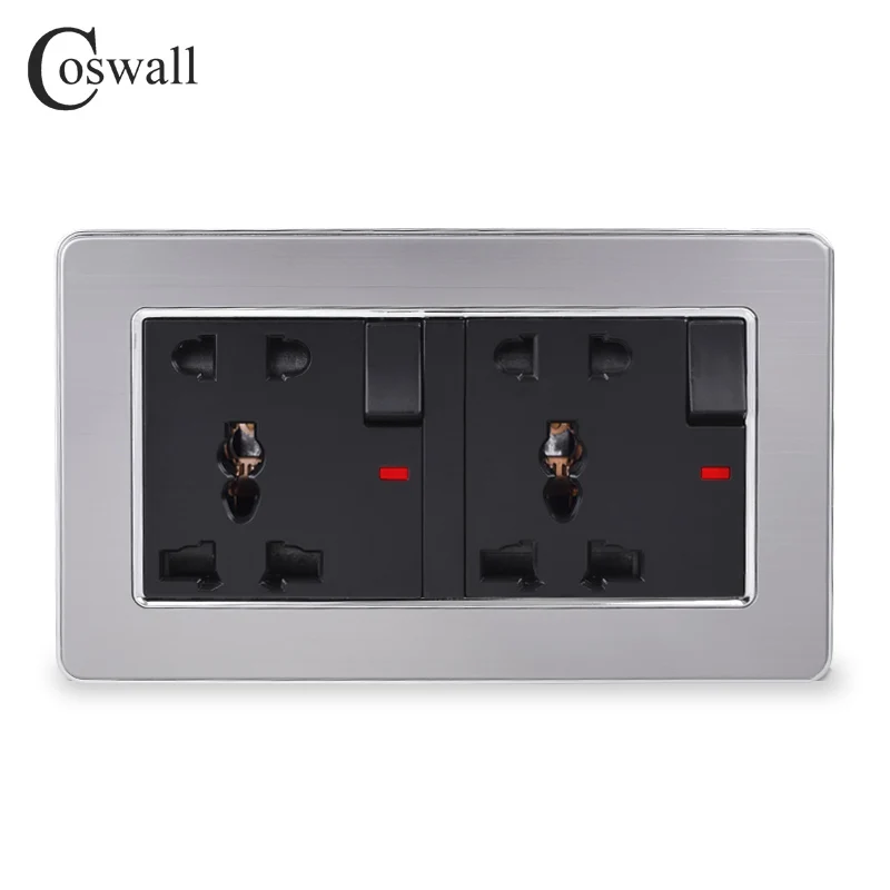 Панель из нержавеющей стали COSWALL 2 комплекта 13 А универсальная розетка с 5