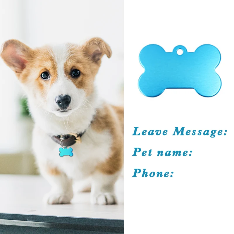 1 pcs Personalized Engraving Anti-lost Dog ID Tag Identification Customized Pet Name Puppy Collar Cat Bone Tags Supplies | Дом и сад