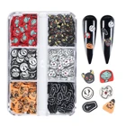 Хэллоуин украшения для ногтей Призрак Скелет Тыква гроб DIY маникюр гвоздь блестки хлопья 3D глина аксессуары для ногтей