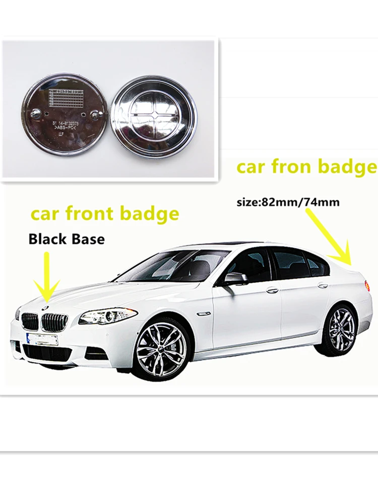 

10pcs 82mm 74mm 78mm black and White, blue and White front/rear boot badges hood trunk Emblem logo 51148132375