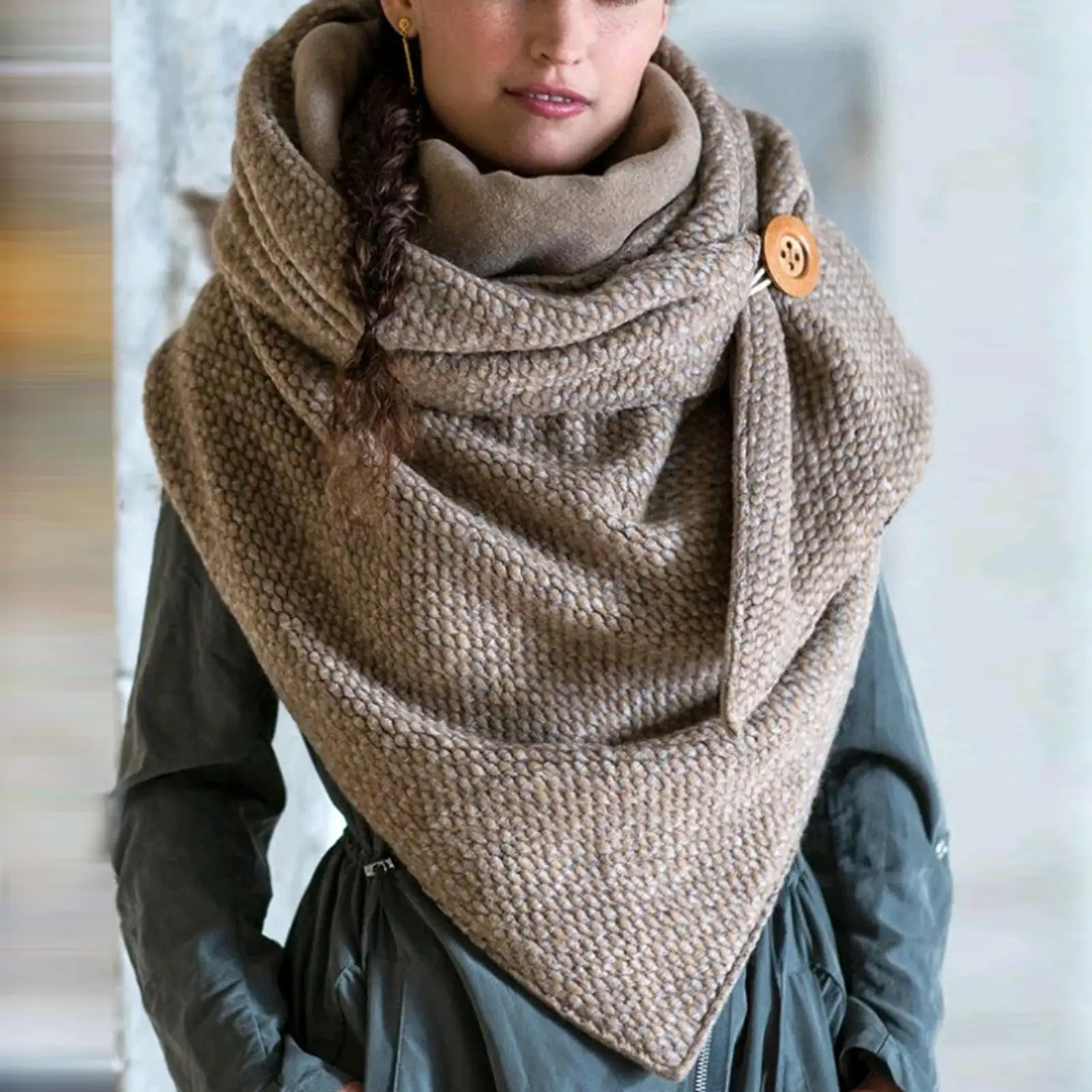 1 шт. женские шарфы зимний плотный мягкий теплый шарф для улицы вязаные шейный