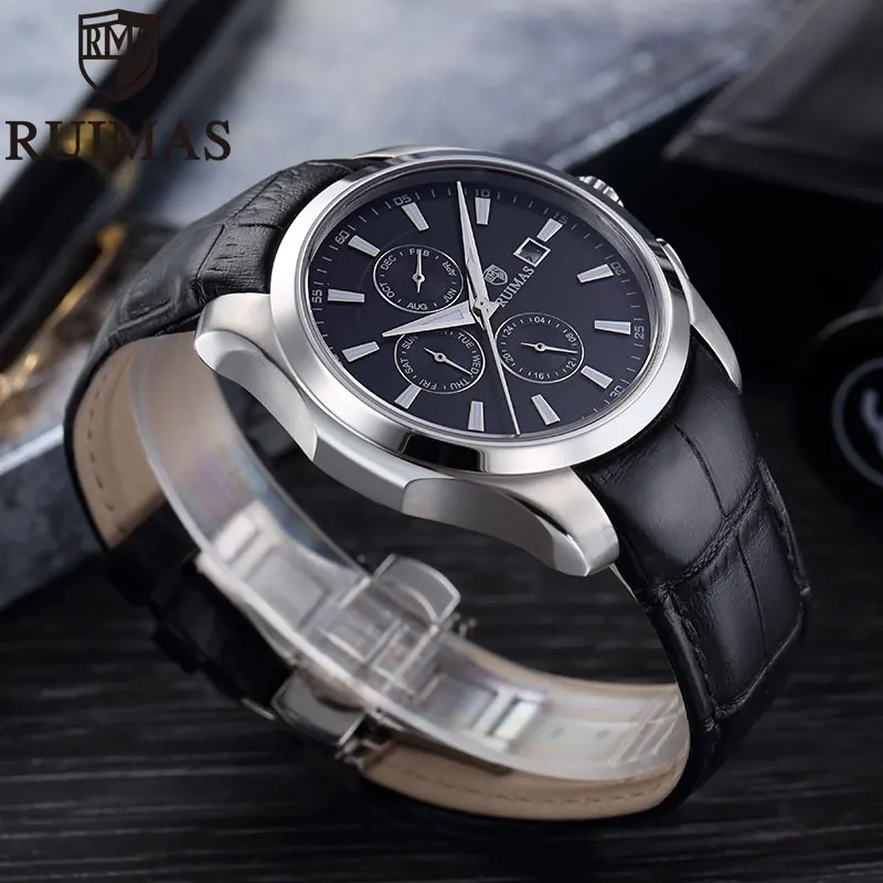 Men Watches Automatic Mechanica Ruimasl Top Brand Waterproof Leather Casual Business Wrist watches Relogio Masculino | Наручные часы