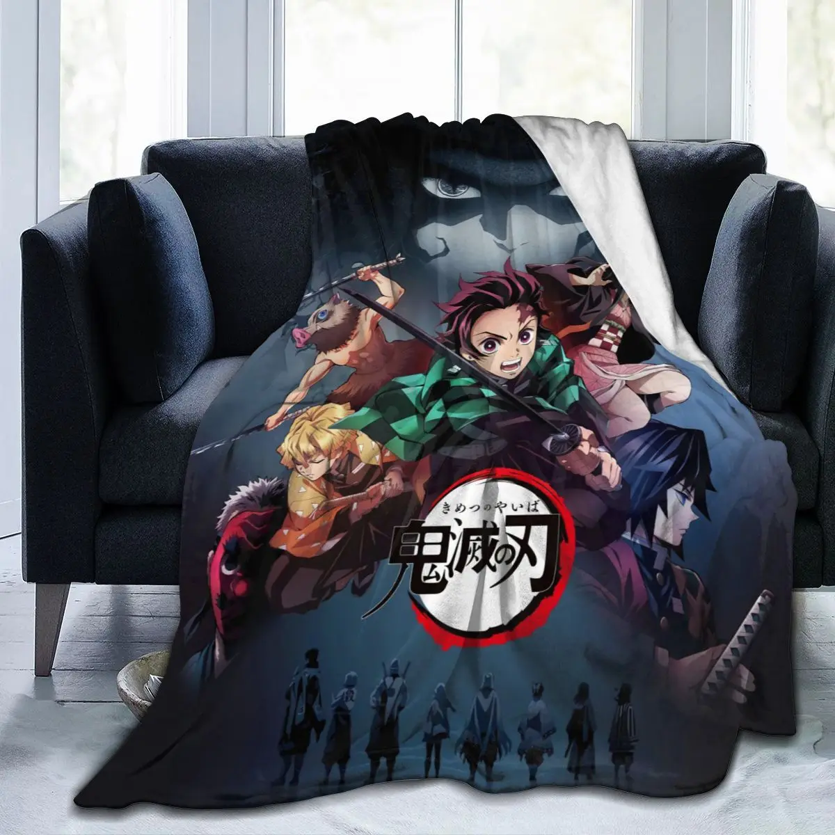 

Devil's Blade Anime Home Textile Demon Slayer Kimetsu No Yaiba Kamado Tanjirou Nezuko Double Plush Lamb Down Blanket Bedding0