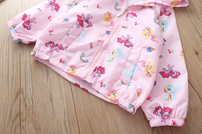 

Autumn Jacket Long Sleeve tops Children Cartoon Little Pony Fashion Outerwear Coat Pink Windbreaker Baby Girl Thin Jackets