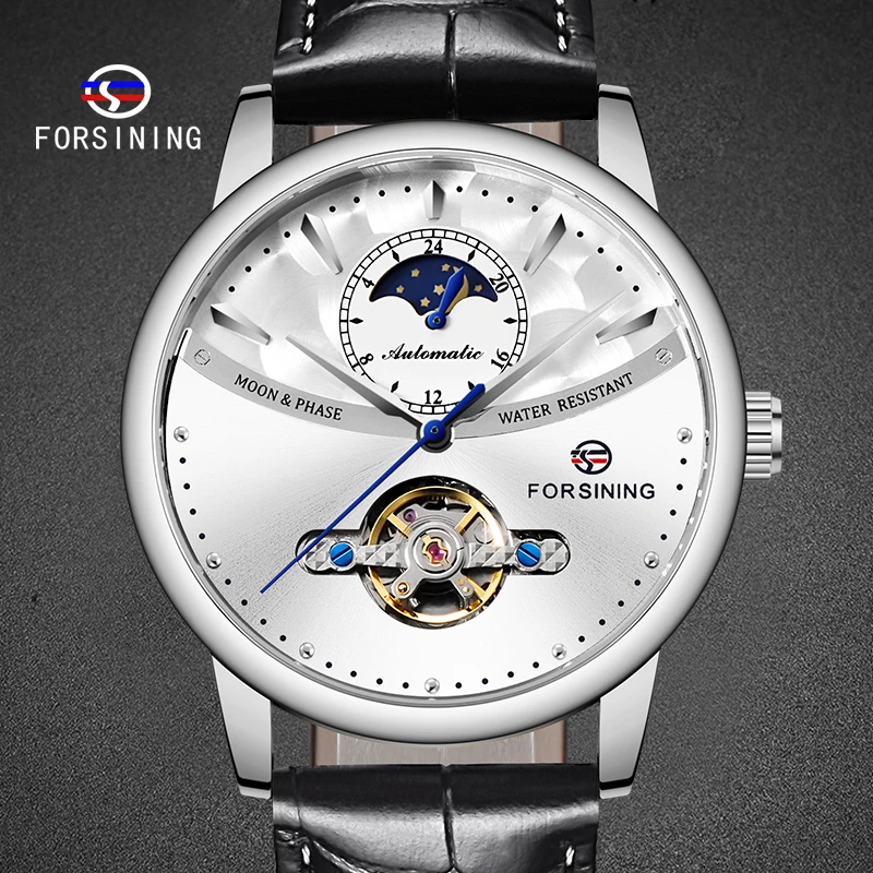 

Автоматические механические мужские наручные часы турбийон фазы Луны Мужские часы от топ бренда класса люкс натуральная кожа мужские часы