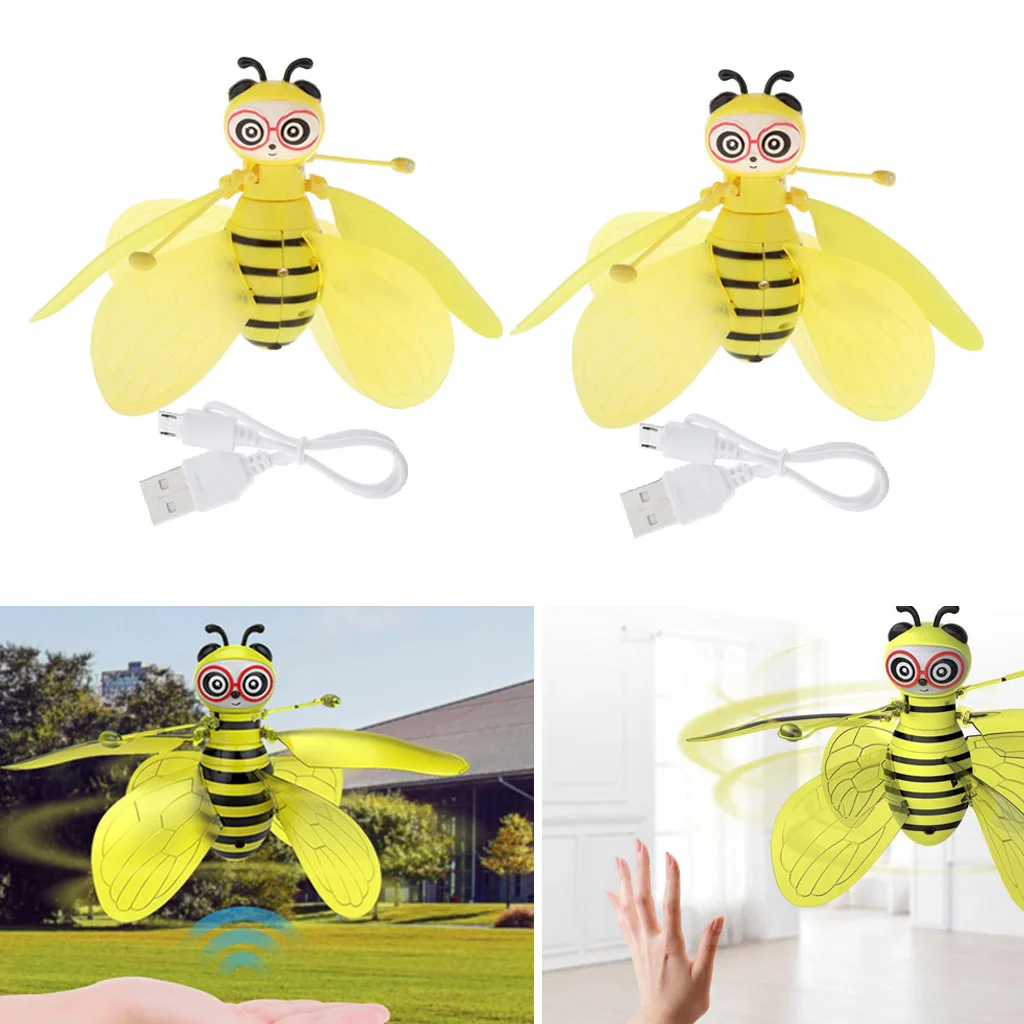 

2x Kids Flying Ball Bee Induction RC Helicopter w/ LED Shinning Lights