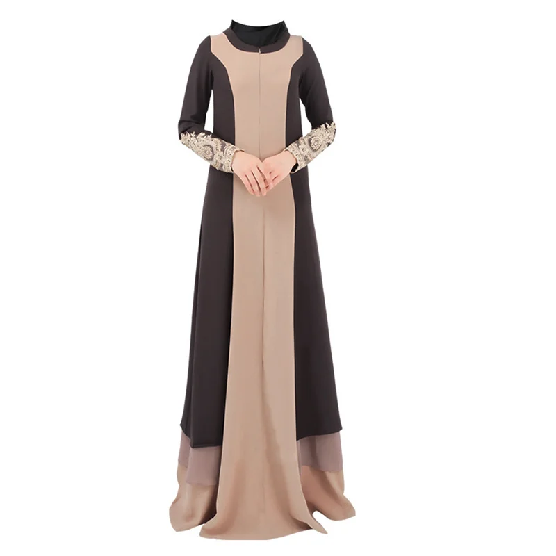 Мусульманское платье-абайя с вышивкой женское Тонкое Платье макси длинным