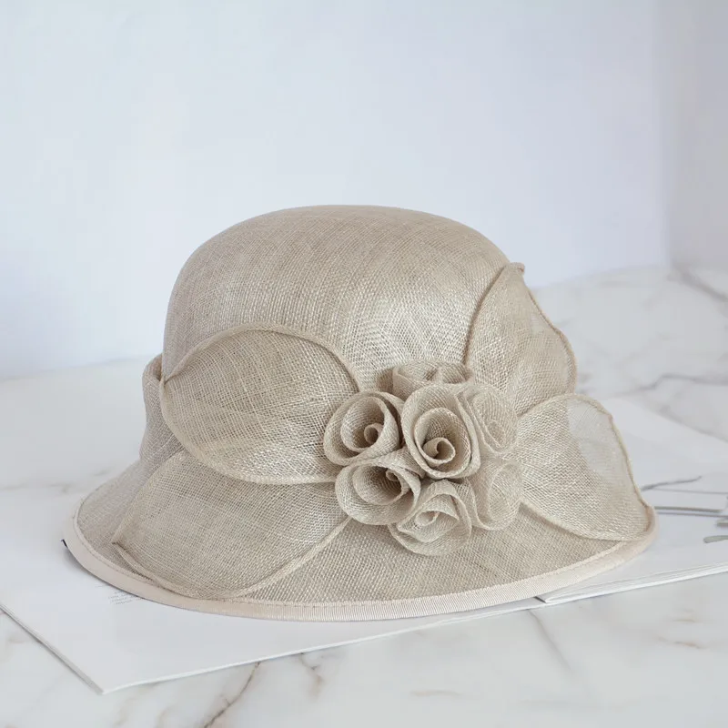 

UK Lady 100% Philippine Sinamay Hat Women Church Fascinators Wedding Dress Kentucky Derby Headpiece Elegant Party Fedora Hats
