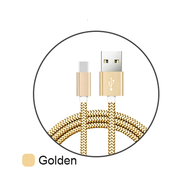 Gold Usb type-C кабель для быстрой зарядки мобильного телефона Android для huawei P20 Lite Pro Синхронизация данных зарядный нейлоновый шнур для samsung Galaxy S9 S8 - Цвет: Gold