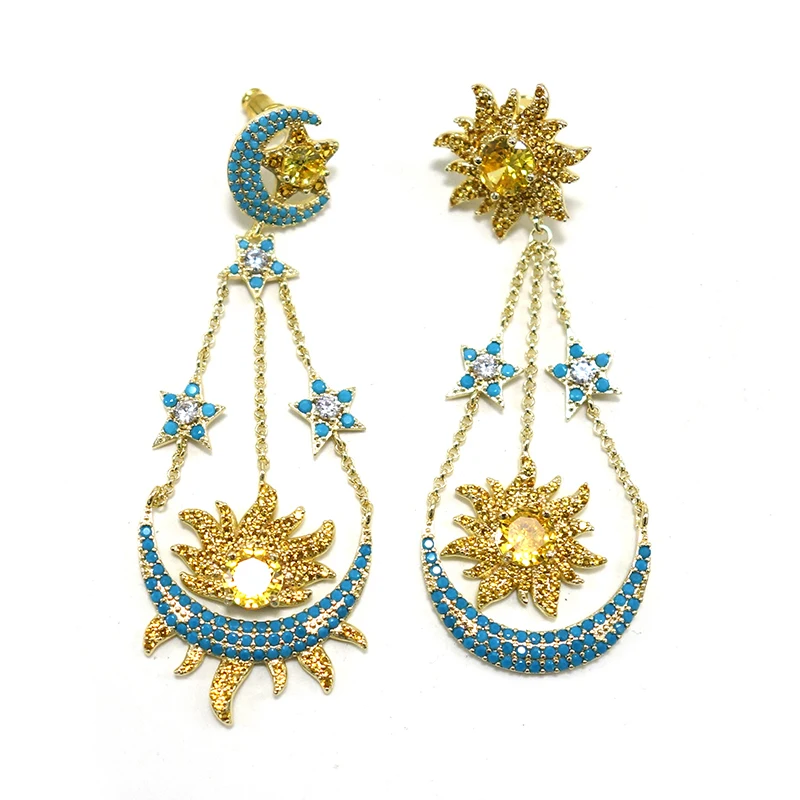 

MAXI African Flowers Multicolor Earrings For Women Wedding Party Cubic Zircon Dubai Bridal Earring boucle d'oreille 2021