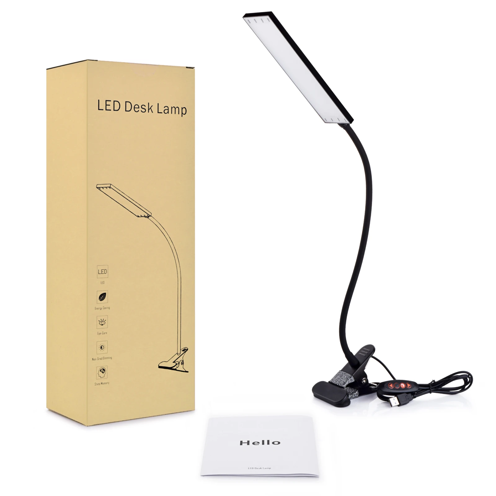 

48W LED Clip On Desk Reading Lamp With 3 Modes 14 Brightness 2M Cable Dimmer 14 Levels Clamp Table Lamp Light Fixtures