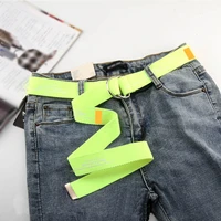 personality canvas belts punk letters printed d ring buckle waist strap fluorescent color jeans women men youth teenager belt