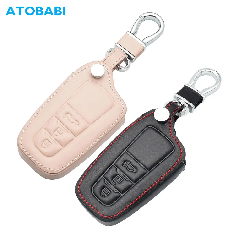 

Leather Car Key Case For Toyota Camry 2017 2018 CHR C-HR Prius Corolla RAV4 3 Buttons Auto Smart Remote Control Protection Cover