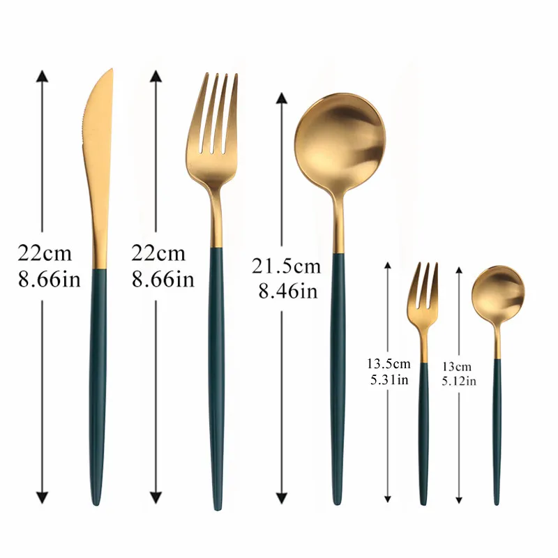 

Western Stainless Steel Cutlery Set Forks Knives Spoons Set Golden Cutlery Dinner Set Home Kitchen Tableware Forks Knives Spoon