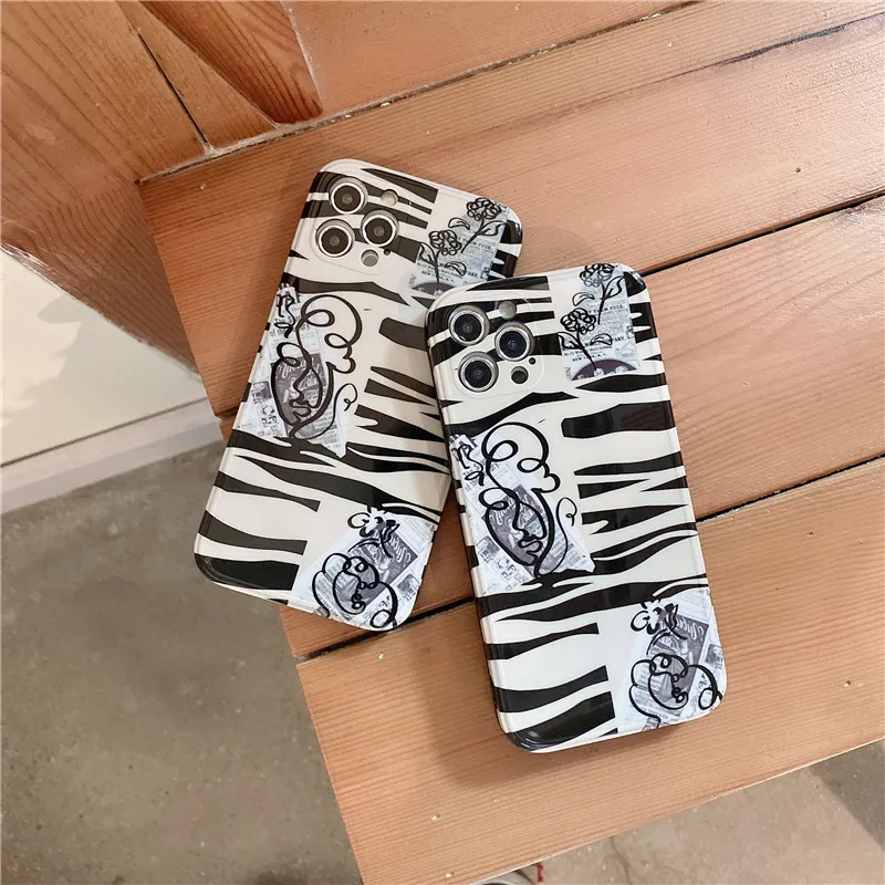 

Art illustration Zebra pattern Phone Case For iPhone 12 mini 11 Pro Max 7 8 Plus SE 2020 X XR XS Max Funda Soft Cover