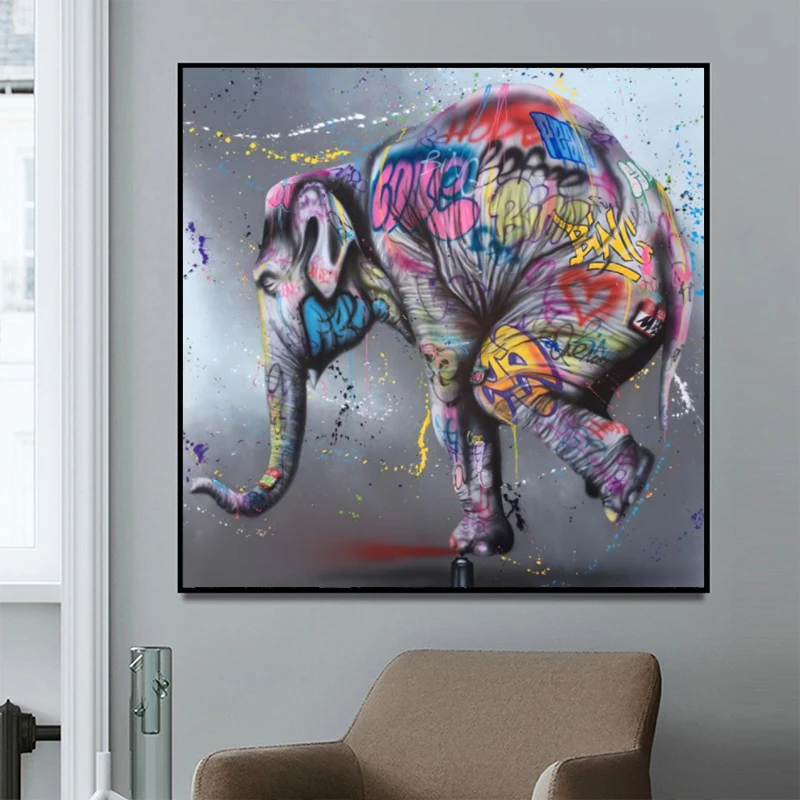 

Graffiti Street Art Abstract Cute Monkey Canvas Painting Posters and Prints Cuadros Banksy Pop Wall Art Picture For Living Room