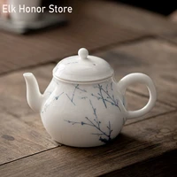 170ml hand painted plum blossom ceramic tea pot white porcelain tea maker teapot with strainers hole kung fu teaware ceremony