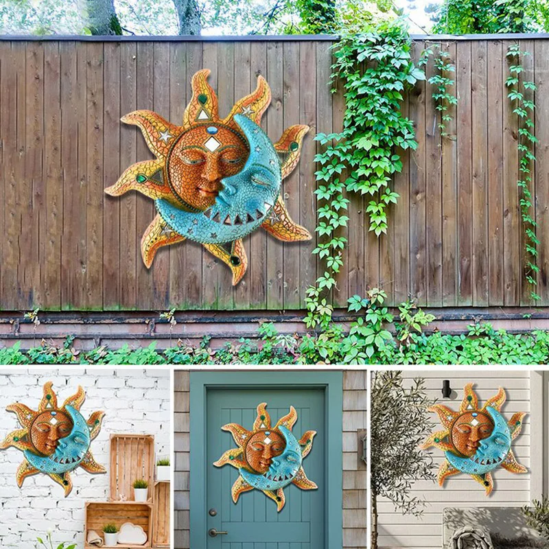 Sun and Moon Art Decoration Metal Crafts Craetive Gifts Wall Hanging Ornament for Home Garden Courtyard S7 | Дом и сад