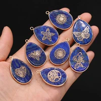 1pcs natural water drop shape lapis lazuli stone charm pendant for women necklace earring jewelry making gift size 23x35mm