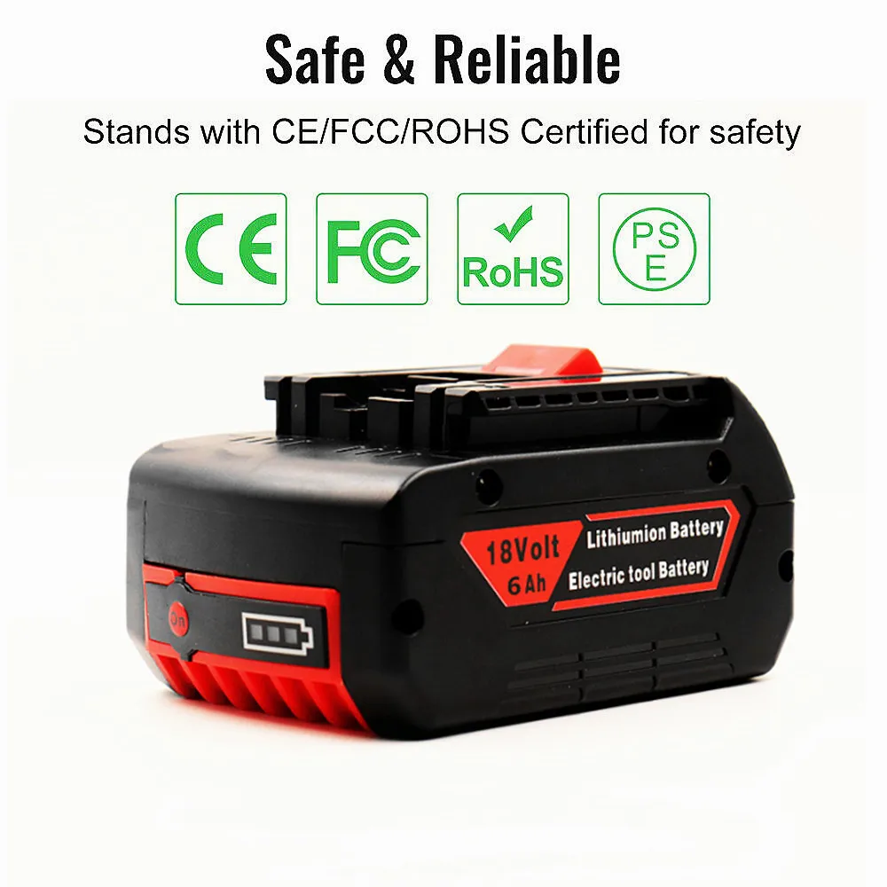 Aleaivy 18V 6.0A Rechargeable Li-Ion Battery For Bosch Power Tool Backup 6000mah Portable Replacement BAT609 Indicator Light | Электроника