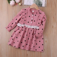2022 casual dress spring autumn polka dot pattern girl clothing girl kids dress children costume for 2 6 years