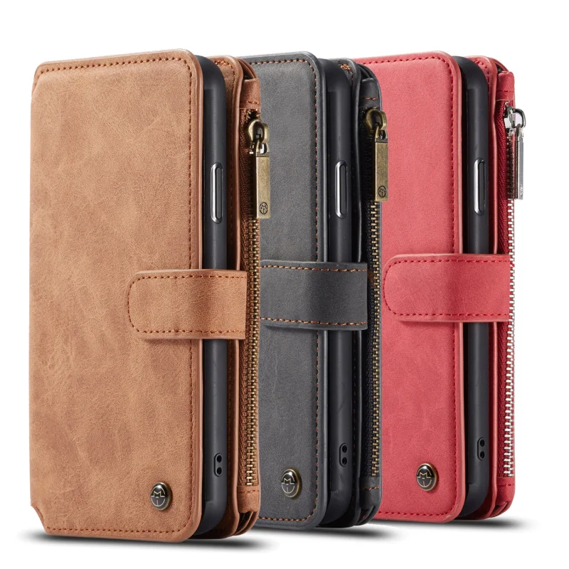 

Luxury Leather Case For Iphone 11 Pro Max XS X XR 8 7 6 6s 5 5s SE 2 2020 Business Magnetic Zipper Wallet Card Holder Case Cover