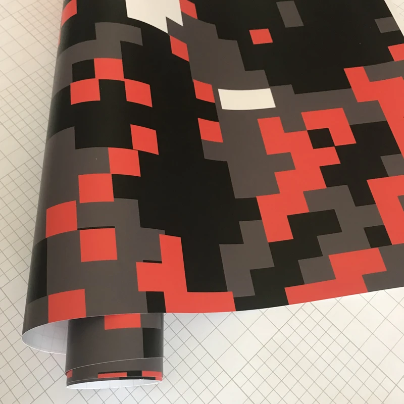 Черно-оранжевая цифровая камуфляжная виниловая пленка для автомобиля клейкая